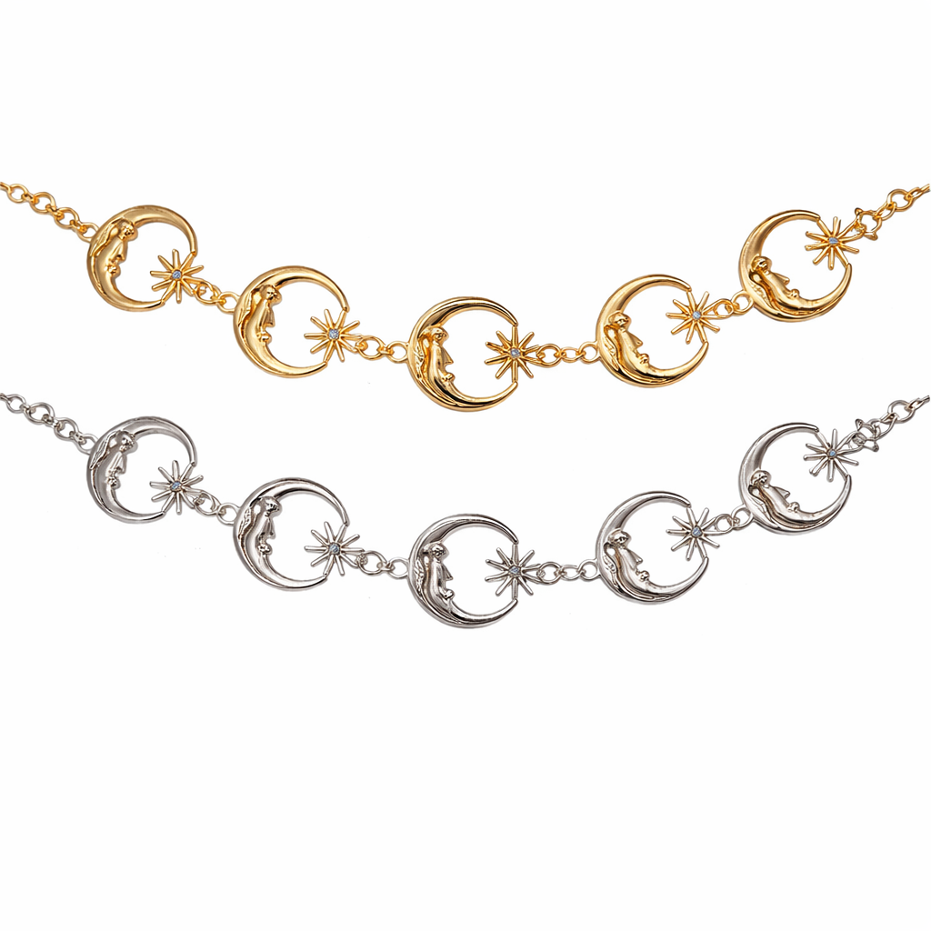 Midnight Moon & Star Charm Chain